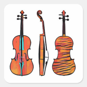 Sticker Carré violon boule les instruments de musique originaux