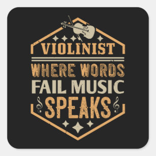 Sticker Carré Violon - Là où les mots ne parlent pas musique