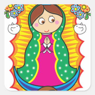 STICKER CARRÉ VIRGEN DE GUADALUPE CARICATURA 01 PERSONNALISABLE 