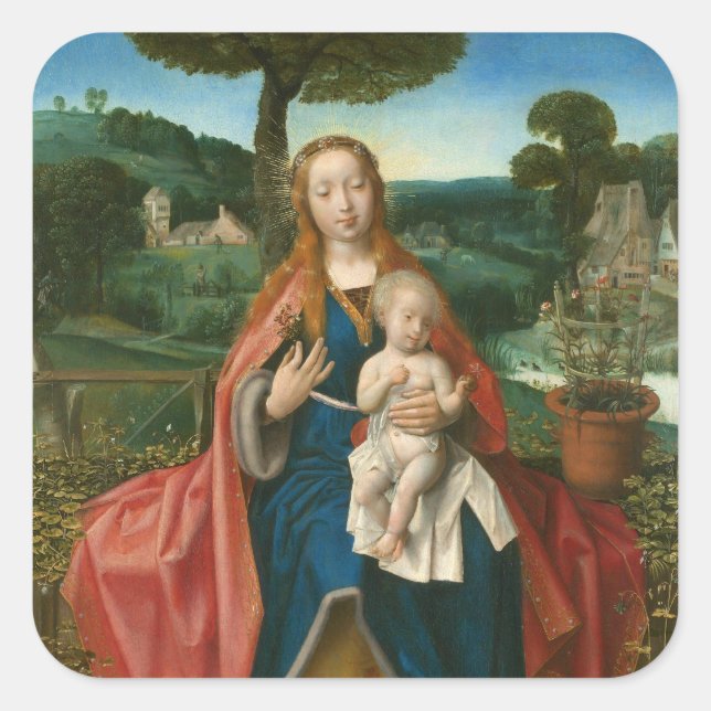 Sticker Carré Virgin and Child in Landscape Provoost Fine Art (Devant)