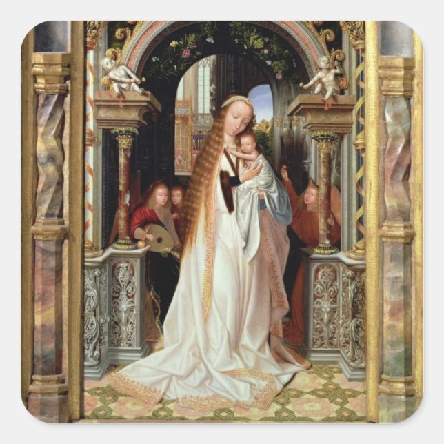 Sticker Carré Virgin and Child with Three Angels, panel central (Devant)
