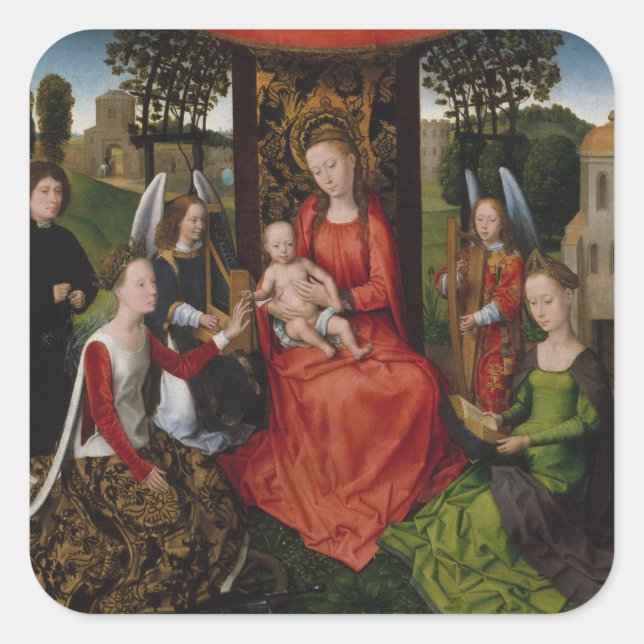 Sticker Carré Virgin & Child with Saints Catherine of Alexandria (Devant)