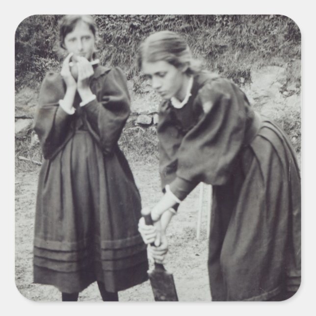 Sticker Carré Virginia et Vanessa Stephen, à St. Ives, 1894 (Devant)