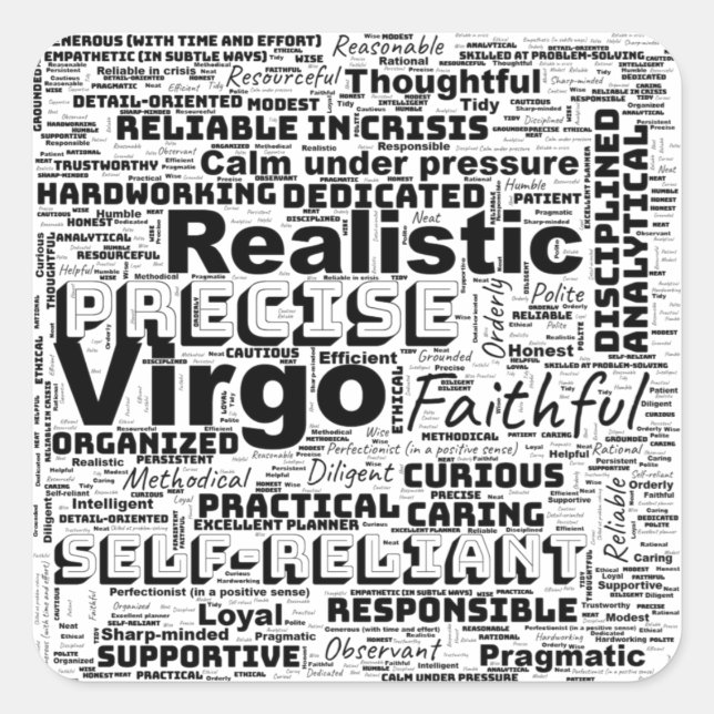 Sticker Carré Virgo Zodiac Word Cloud Inspiration Porte - clé (Devant)