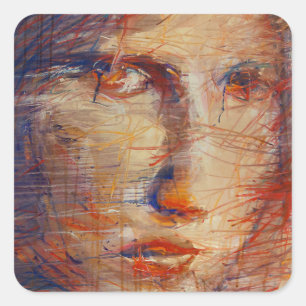 Sticker Carré Visage Abstrait