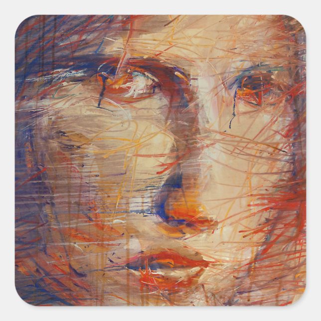 Sticker Carré Visage Abstrait (Devant)