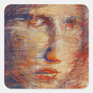 Sticker Carré Visage Abstrait