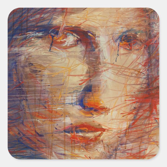 Sticker Carré Visage Abstrait (Devant)