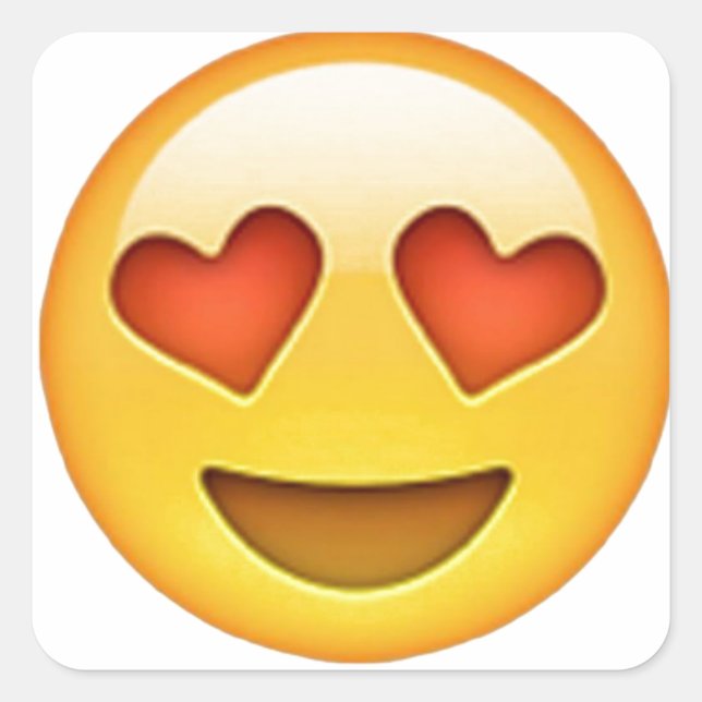 Sticker Carré Visage avec les yeux en forme de coeur émoticône a (Devant)