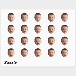 Sticker Carré Visage bébé personnalisé, drôle photo personnalisé