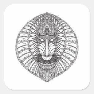 Sticker Carré Visage de babouin inspiré