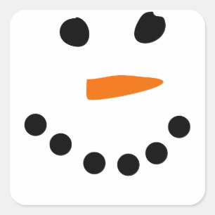 Sticker Carré Visage de bonhomme de neige