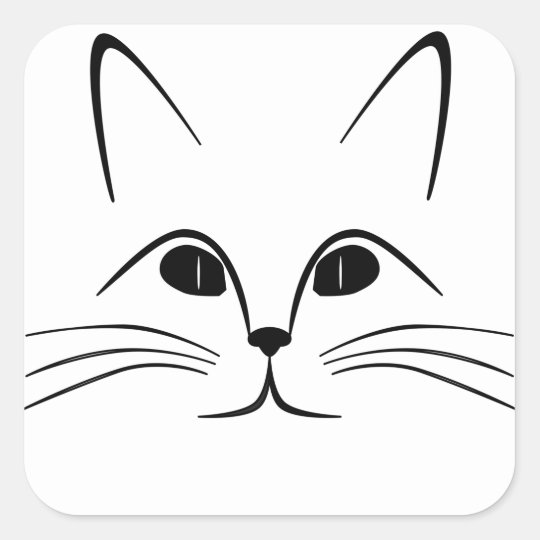 Sticker Carre Visage De Chat Noir Et Blanc Zazzle Fr