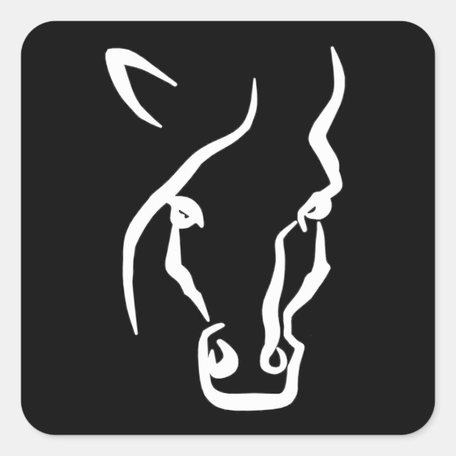 Sticker Carré Visage de cheval blanc (Devant)
