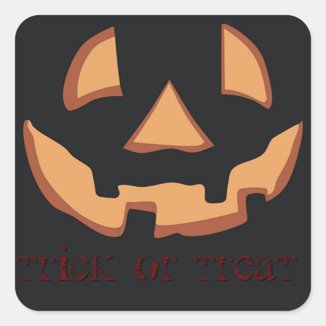 Sticker Carré Visage de citrouille pour Halloween (Devant)