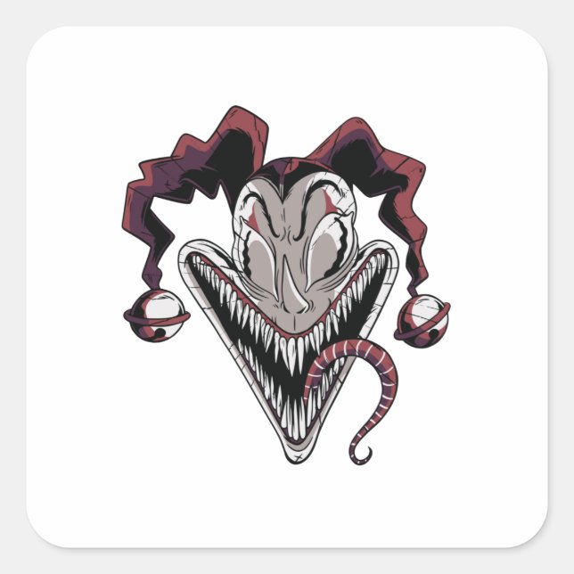Sticker Carré Visage de Clown Effrayant Halloween (Devant)