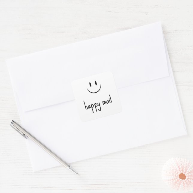Sticker Carré Visage de Courrier Heureux Sourire (Enveloppe)
