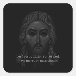 Sticker Carré Visage de Jésus Christ Orthodoxe Black Icon