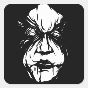Sticker Carré Visage de Sorcière Effrayant
