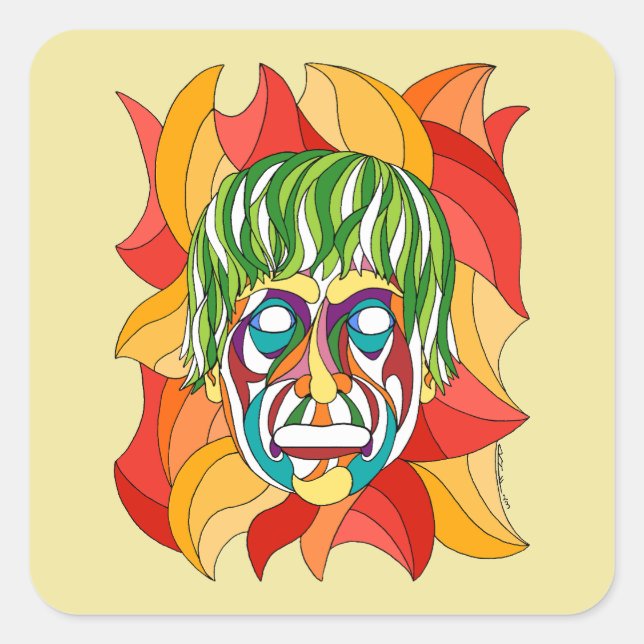 Sticker Carré Visage Grimace (Devant)