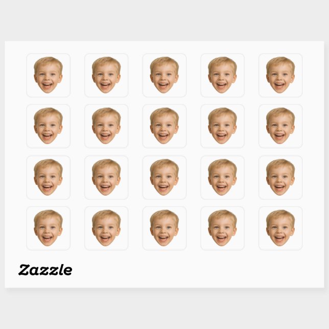 Sticker Carré Visage personnalisé (Feuille)