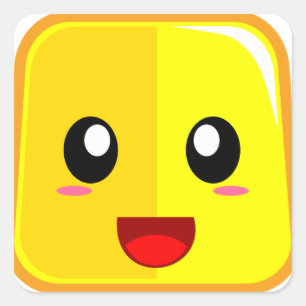 Sticker Carré Visage souriant avec bouche ouverte drôle Emoji