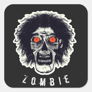 Sticker Carré Visage ZOMBIE - Yeux orange