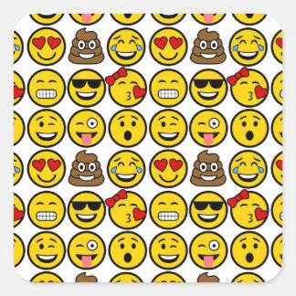Sticker Carré Visages d'émotion de motif d'Emoji d'amusement