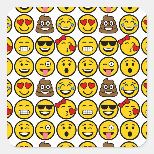 Sticker Carré Visages d'émotion de motif d'Emoji d'amusement (Devant)