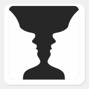 Sticker Carré Visages ou vase - illusion de deux visages comme u