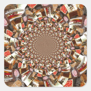 Sticker Carré Vision psychédélique des teintes Brown