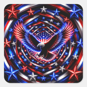Sticker Carré Vision Spirale Américaine – Aigle Patriotique Opti