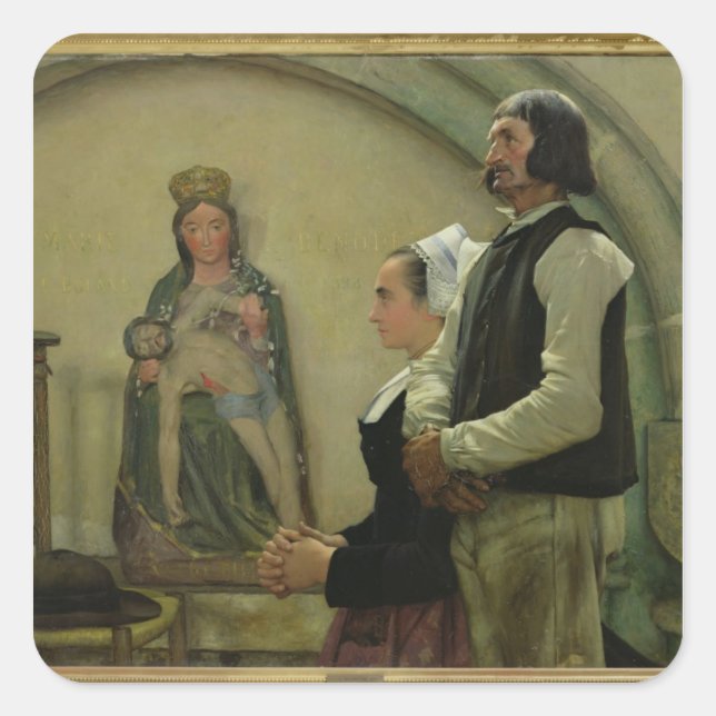 Sticker Carré Visite de la Vierge de Benodet, 1898 (Devant)