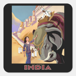 Sticker Carré Visiter l'Inde colorée