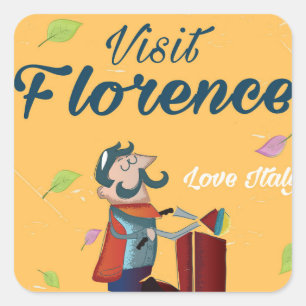 Sticker Carré Visitez l'affiche de voyage de scooter italien de