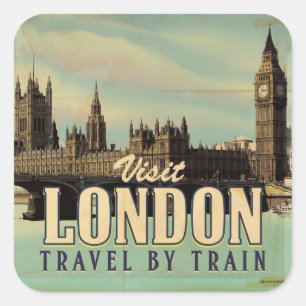 Sticker Carré Visitez l'affiche vintage de Londres