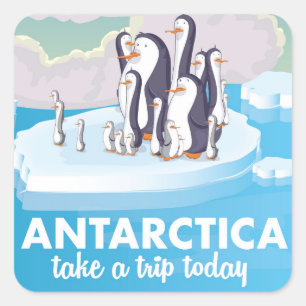 Sticker Carré Visitez l'Antarctique Affiche de voyage vintage