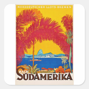 Sticker Carré Visitez le concept vintage Sudamerica