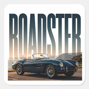 Sticker Carré Visuel éditorial Roadster Luxe sur route ouverte