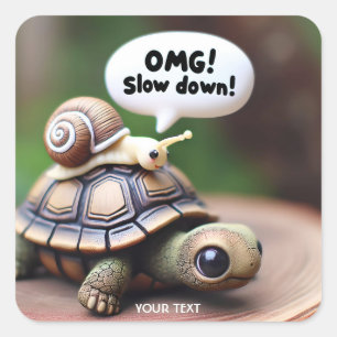Sticker Carré Vitesse de l'escargot de tortue mûre Imaginaire