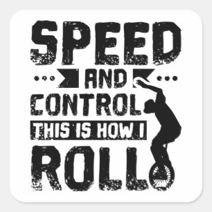 Sticker Carré Vitesse Et Contrôle Du Monocycle