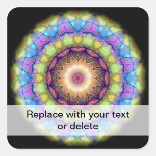 Sticker Carré Vitrail arc-en-ciel