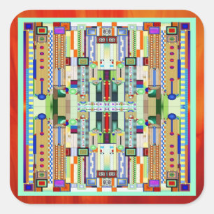 Sticker Carré Vitrail Art Déco 2