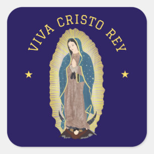 Sticker Carré Viva Cristo Rey Catholique Notre Dame Guadalupe