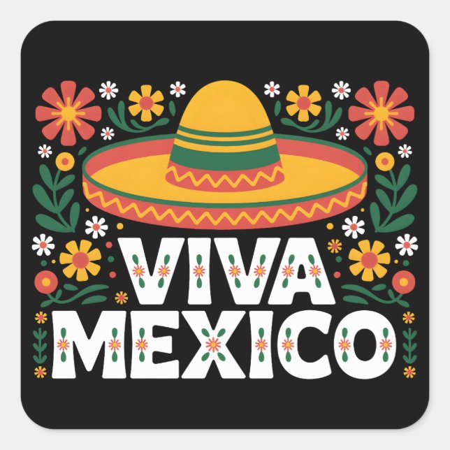 Sticker Carré Viva Mexico (Devant)