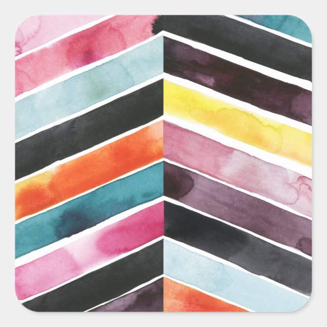 Sticker Carré Vivid aquarelle Chevron I (Devant)