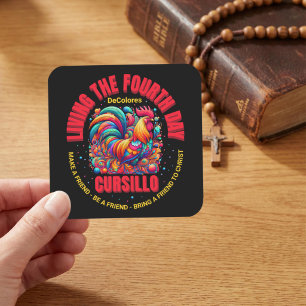 Sticker Carré Vivre le quatrième jour Cursillo DeColores Coq