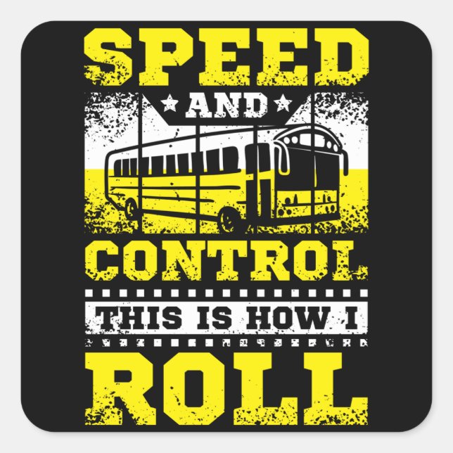 Sticker Carré Voici Comment je lance le pilote de bus (Devant)