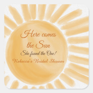 Sticker Carré Voici la Fête des mariées Jaune Rayon Solaire