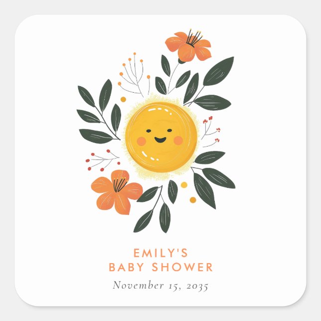 Sticker Carré Voici le Baby shower du Fils (Devant)